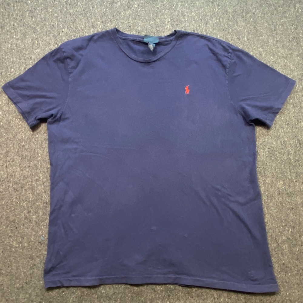 Ralph Lauren TShirt Sz XL Mens Blue Preppy Skater Red Pony Logo Crew Neck Tee